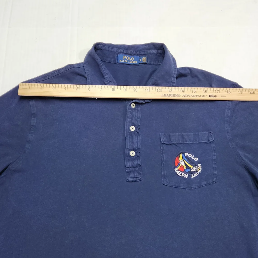 Polo Ralph Lauren Sailboat Pocket Polo Shirt Mens Large Navy Yacht Club USA